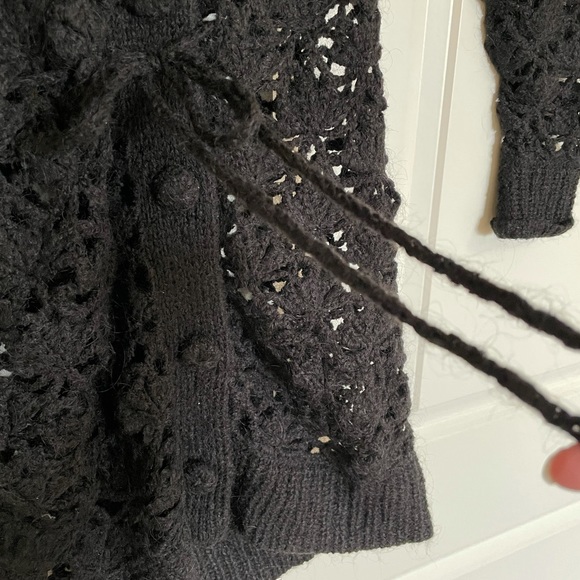 KENZIE open knit long black cardigan - Picture 5 of 9